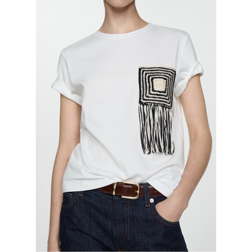 MANGO ~Crochet Detail T-shirt (NWT)